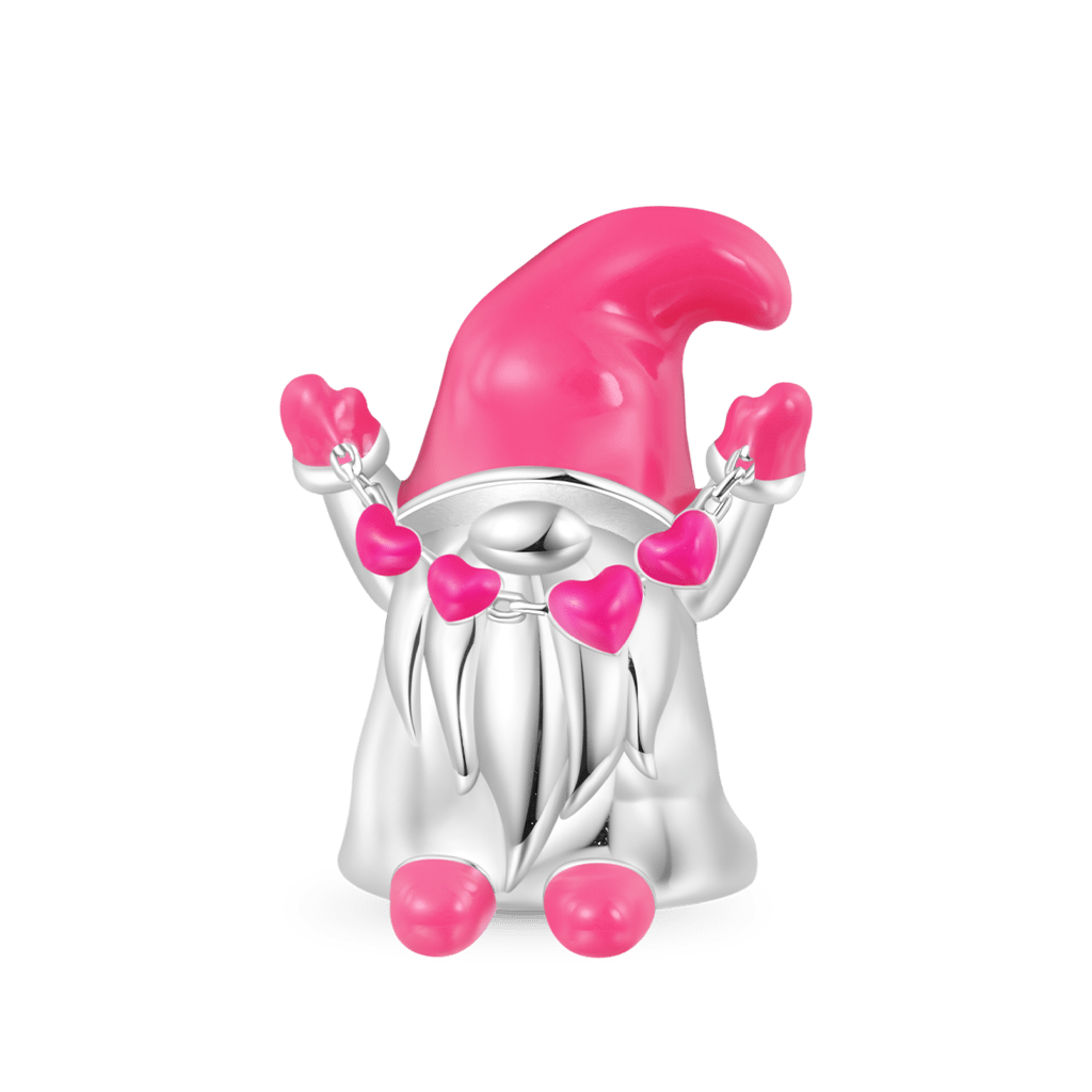 Pink Heart Gnome Girl Charm image number 0