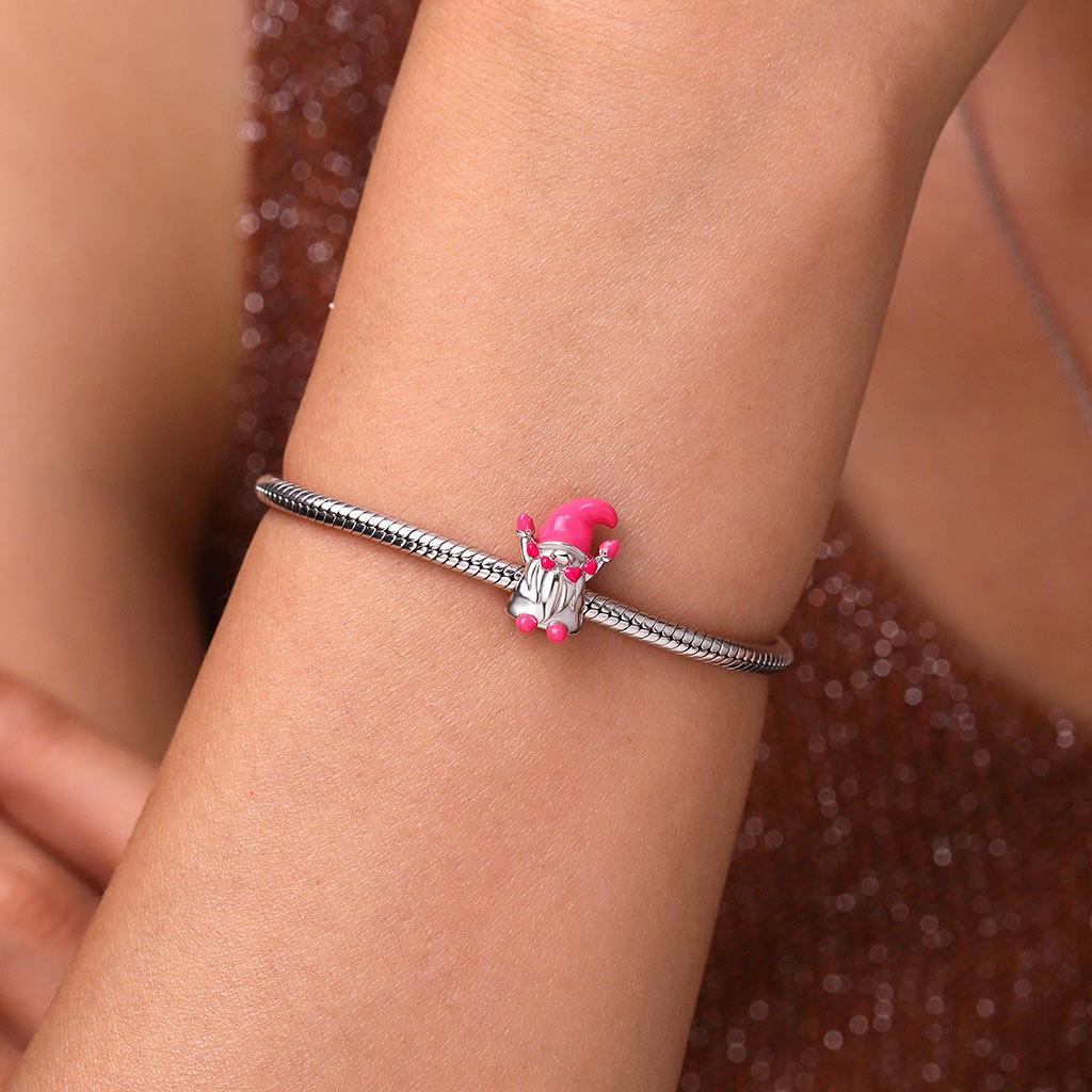 Pink Heart Gnome Girl Charm image number 4