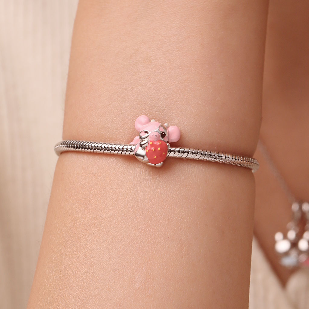 Peach the Strawberry Cow Charm image number 4