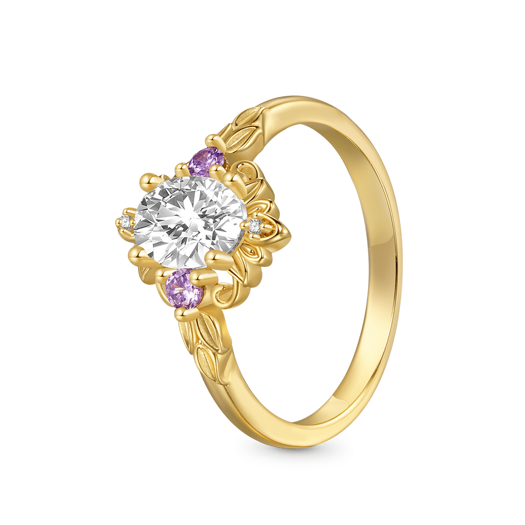 Oval-Cut Gold Leaf Promise Ring image number 1