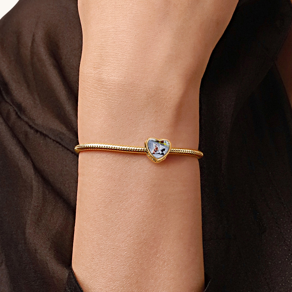 18K Gold Plated Cute Cat Photo Charm image number 2