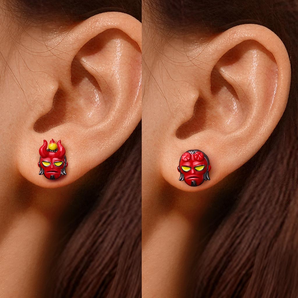 Mismatched Hellboy Stud Earrings image number 5