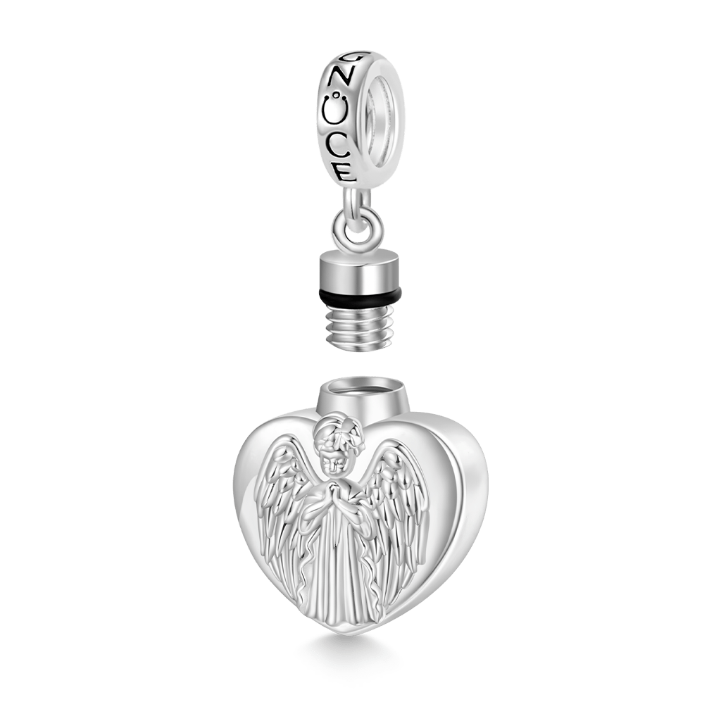 Memorial Angel Urn Ashes Heart Pendant image number 2