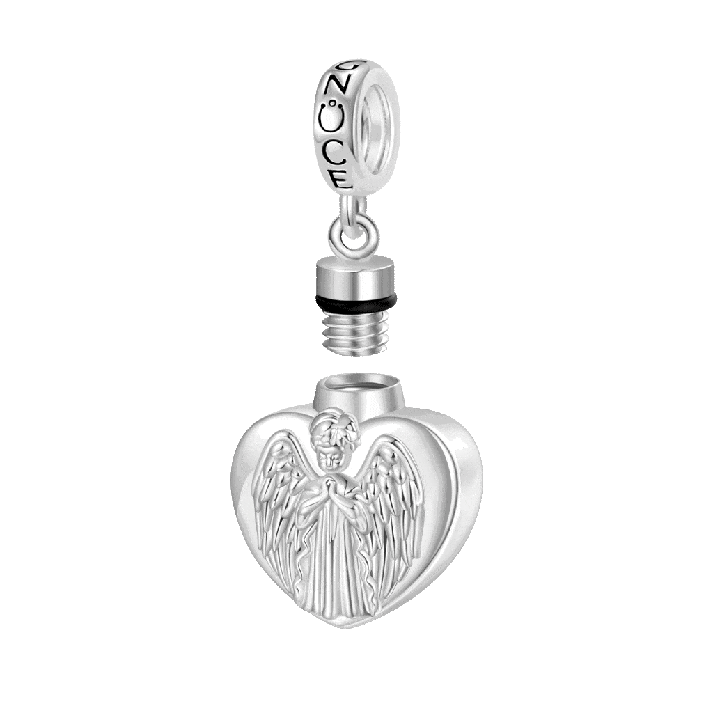 Memorial Angel Urn Ashes Heart Pendant image number 1
