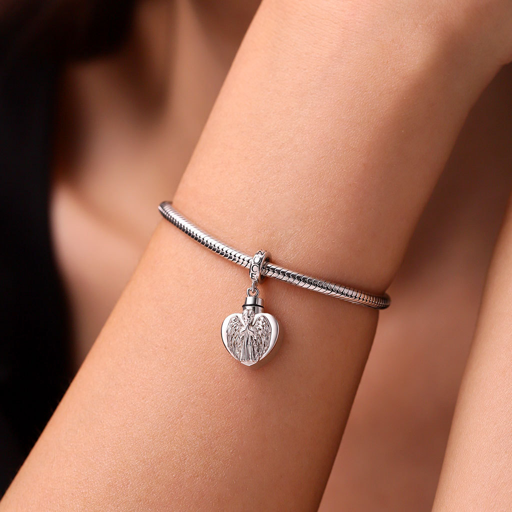 Memorial Angel Urn Ashes Heart Pendant image number 6
