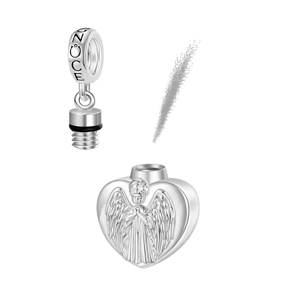 Memorial Angel Urn Ashes Heart Pendant image number 0