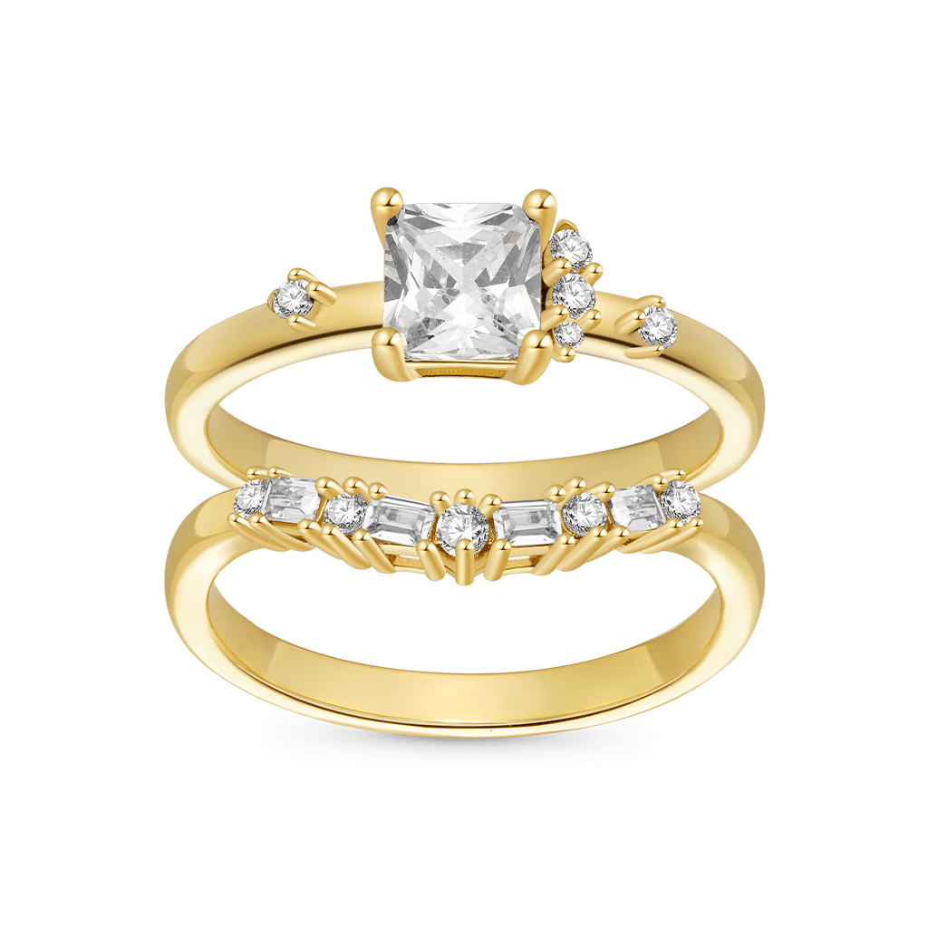 Square Zirconia Curve Stackable Rings image number 0