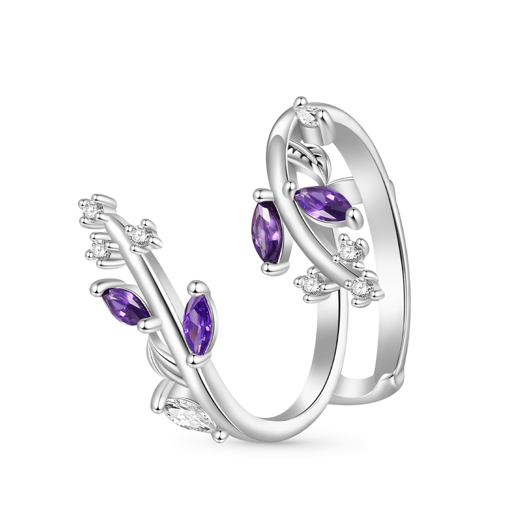 Vine Wrap Oval White CZ Stackable Rings image number 4