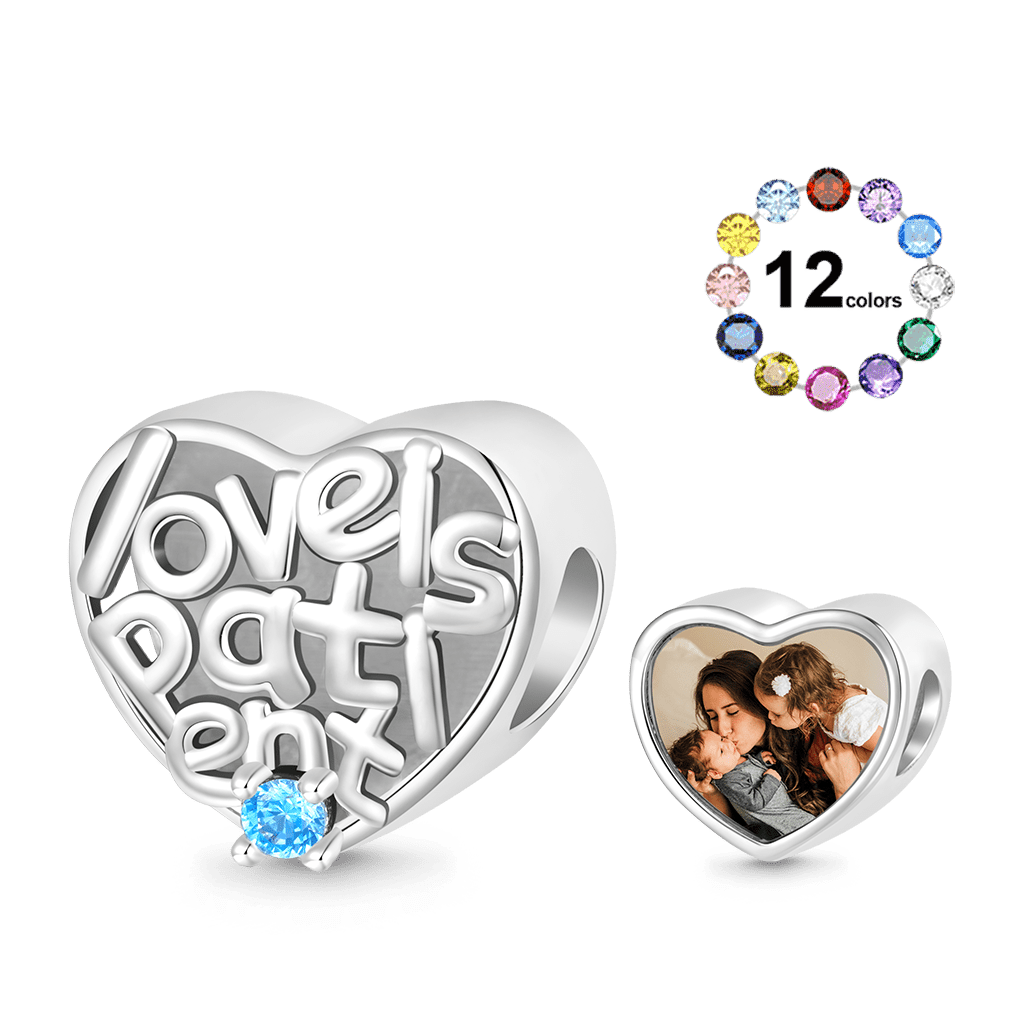 'Love is patient' Heart Mother Photo Charm image number 0