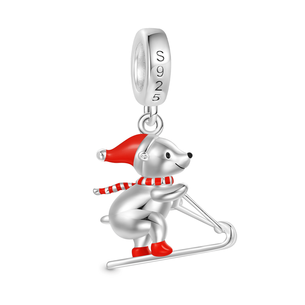 Christmas Skiing Polar Bear Pendant image number 1
