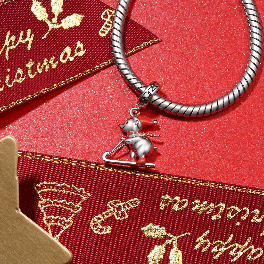 Christmas Skiing Polar Bear Pendant image number 2