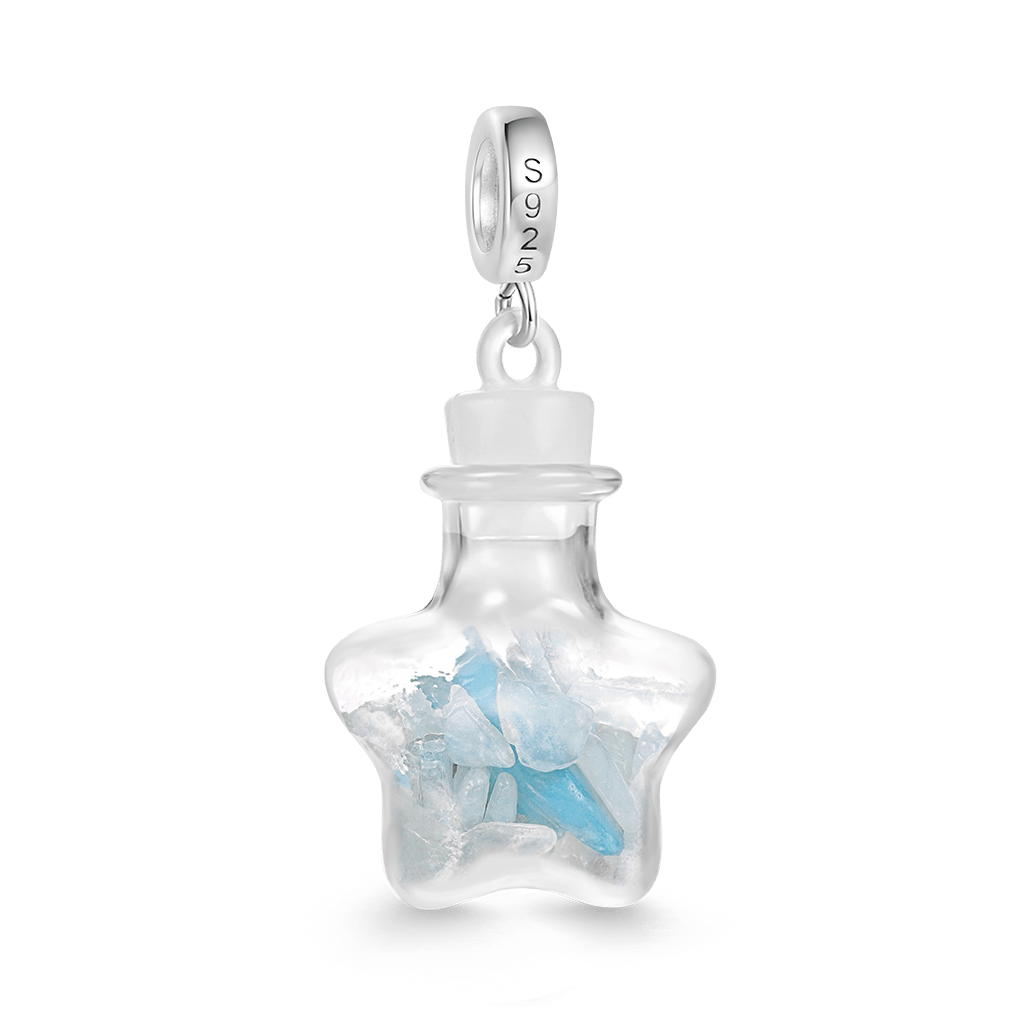 Aquamarine Crystal Glass Bottle Pendant image number 1