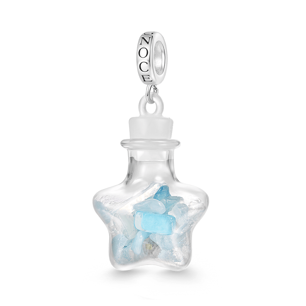 Aquamarine Crystal Glass Bottle Pendant image number 0