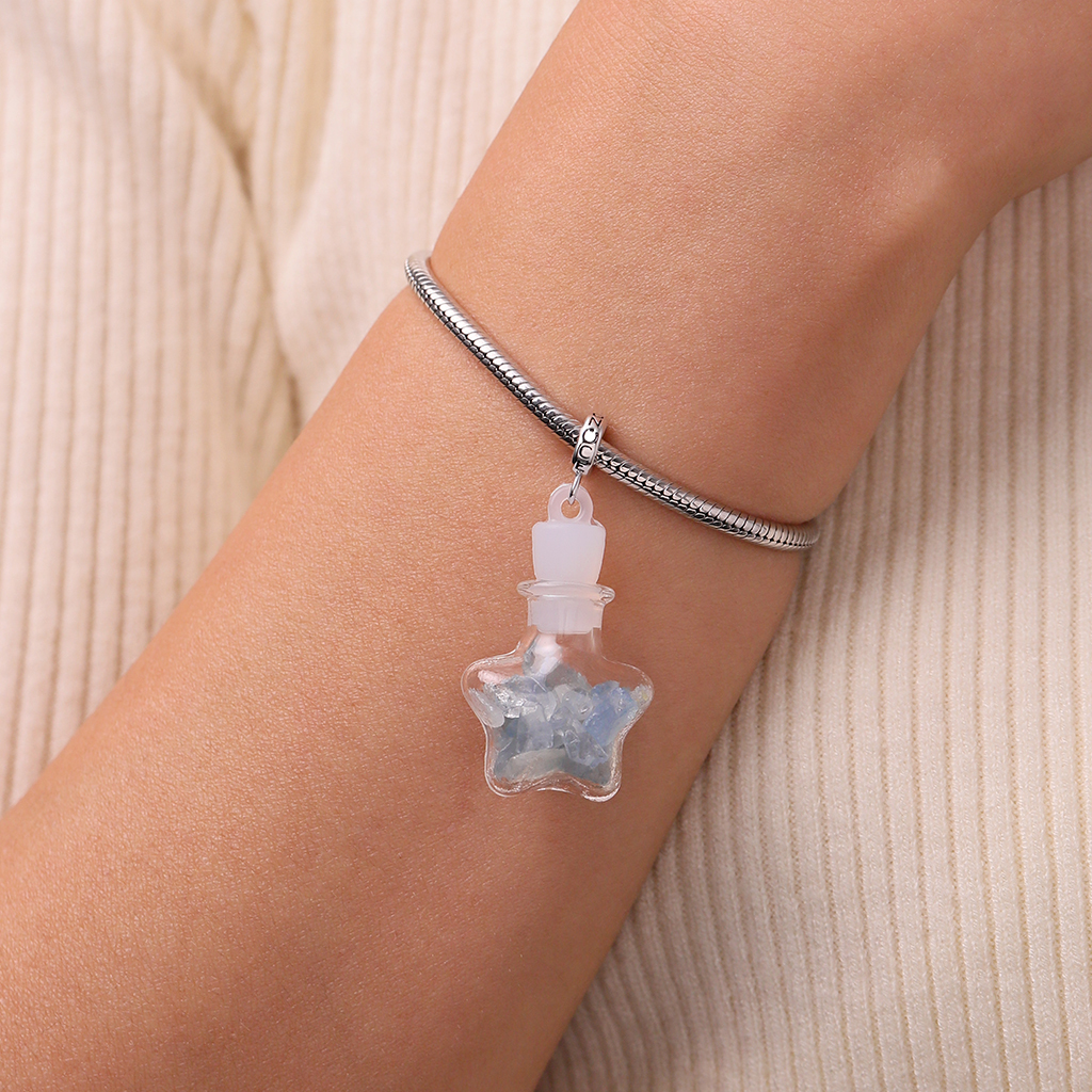 Aquamarine Crystal Glass Bottle Pendant image number 5