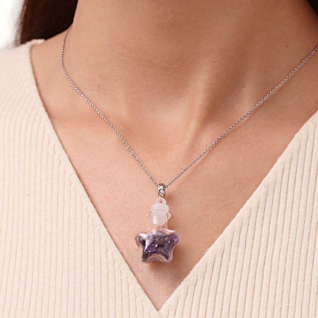 Amethyst Crystal Glass Bottle Pendant image number 4
