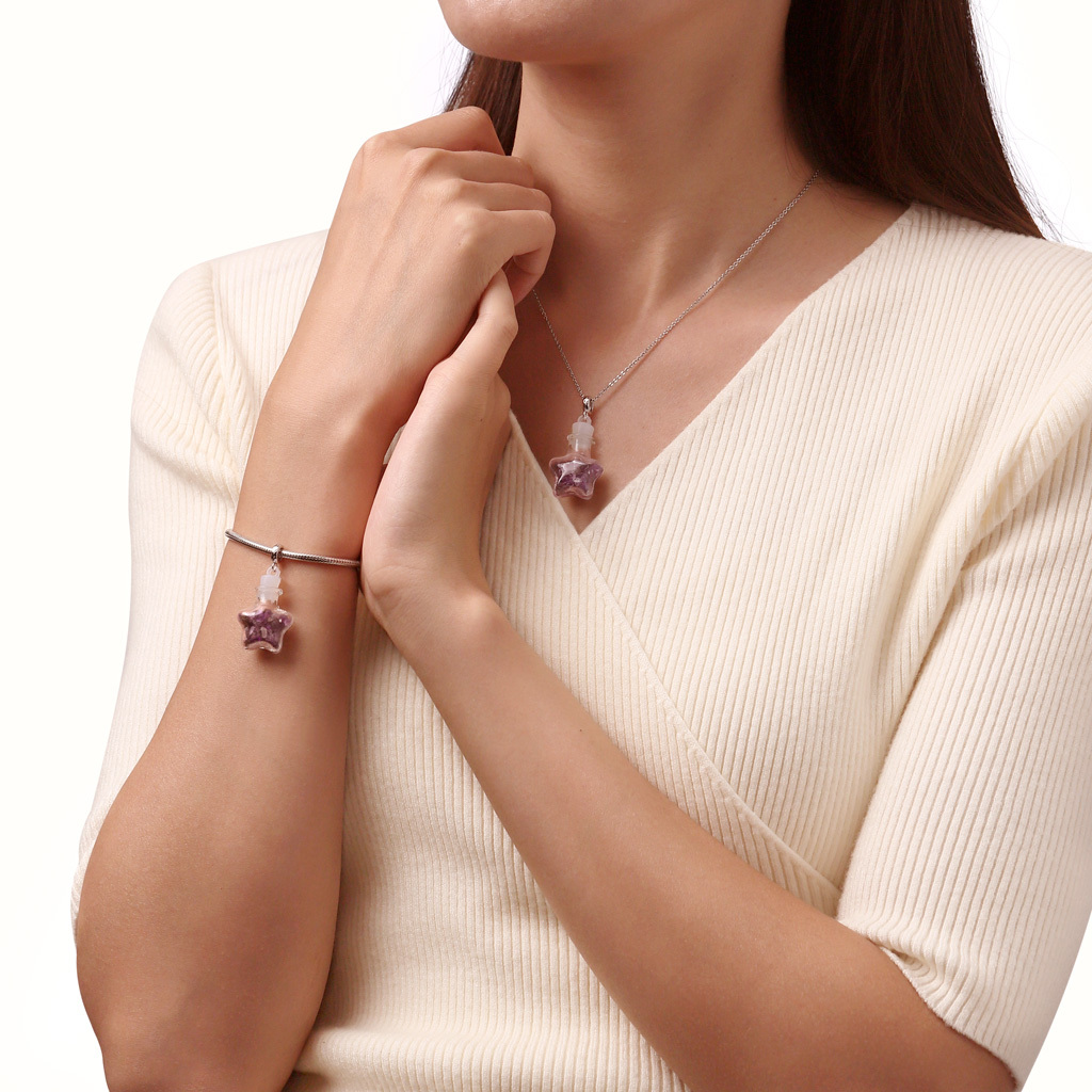 Amethyst Crystal Glass Bottle Pendant image number 3