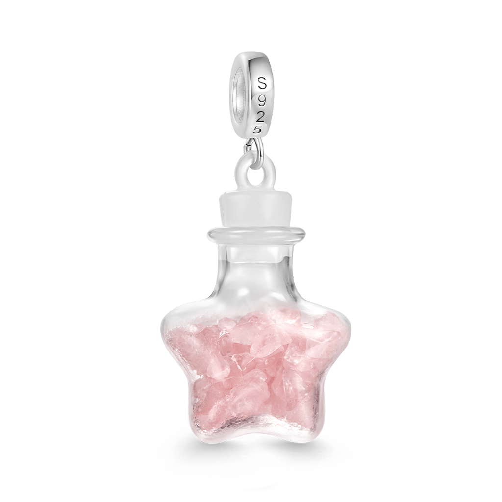 Pink Crystal Glass Bottle Pendant image number 1