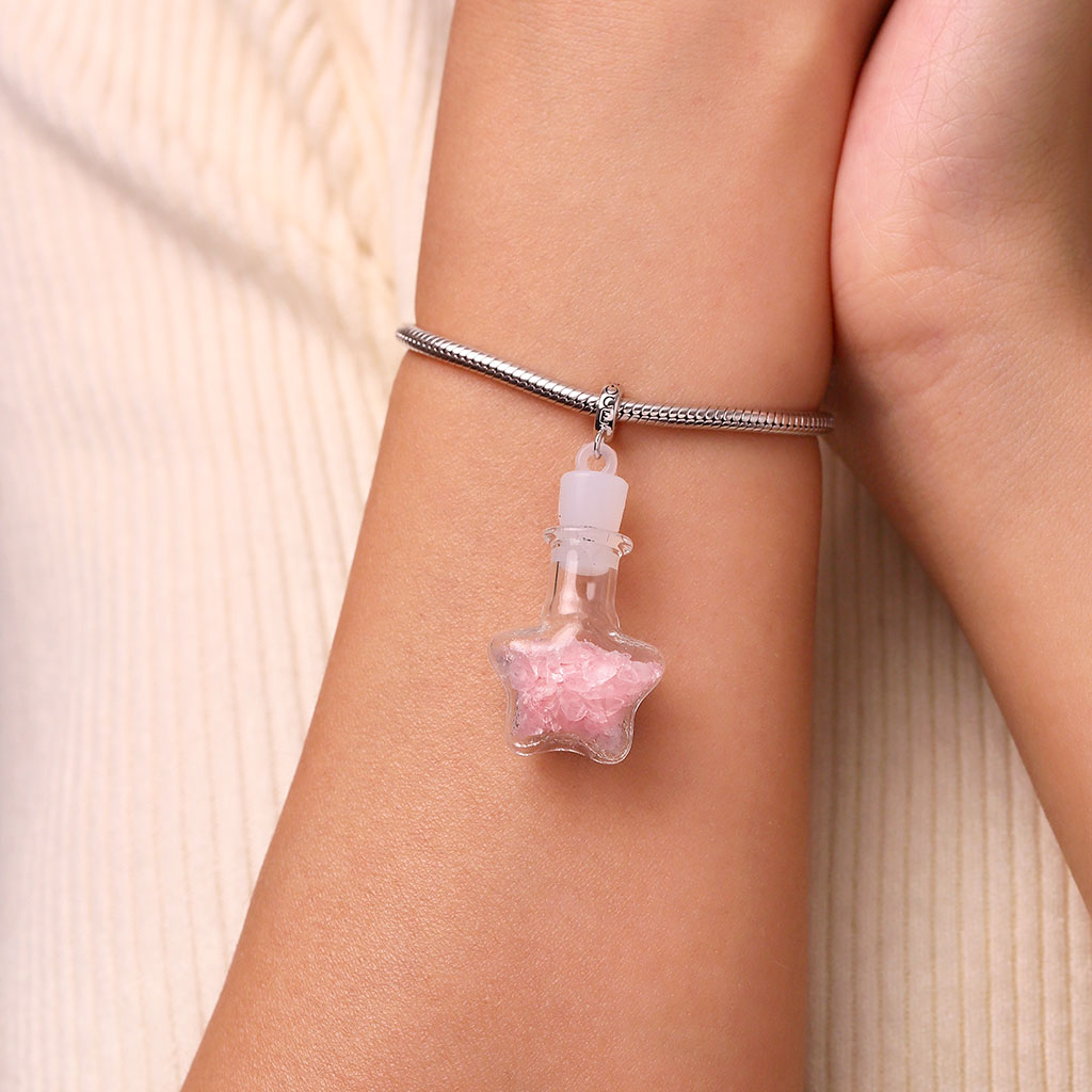 Pink Crystal Glass Bottle Pendant image number 5