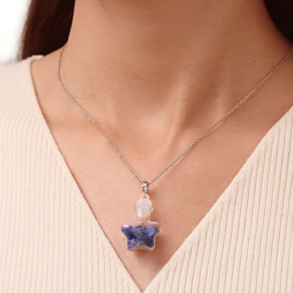 Blue Crystal Glass Bottle Pendant image number 4