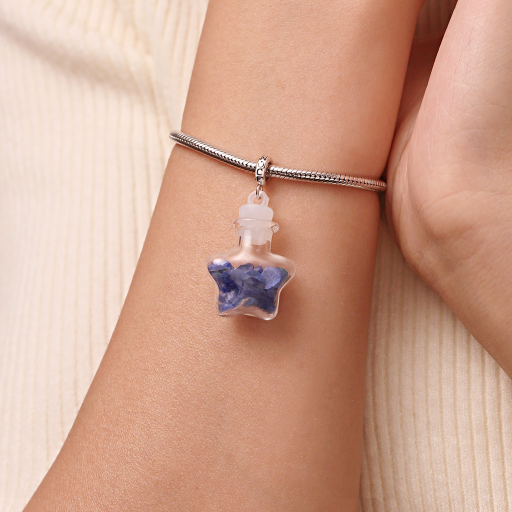 Blue Crystal Glass Bottle Pendant image number 5