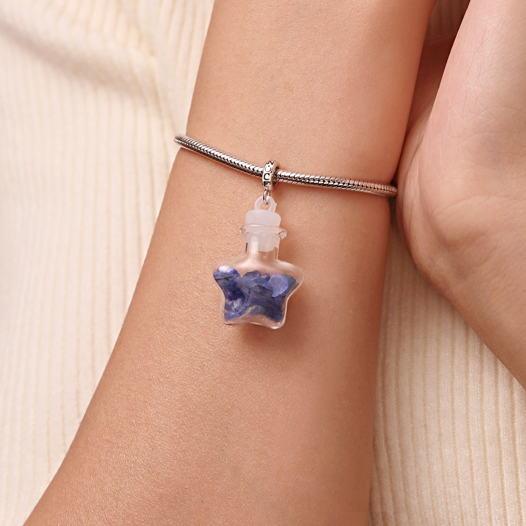 Blue Crystal Glass Bottle Pendant image number 5