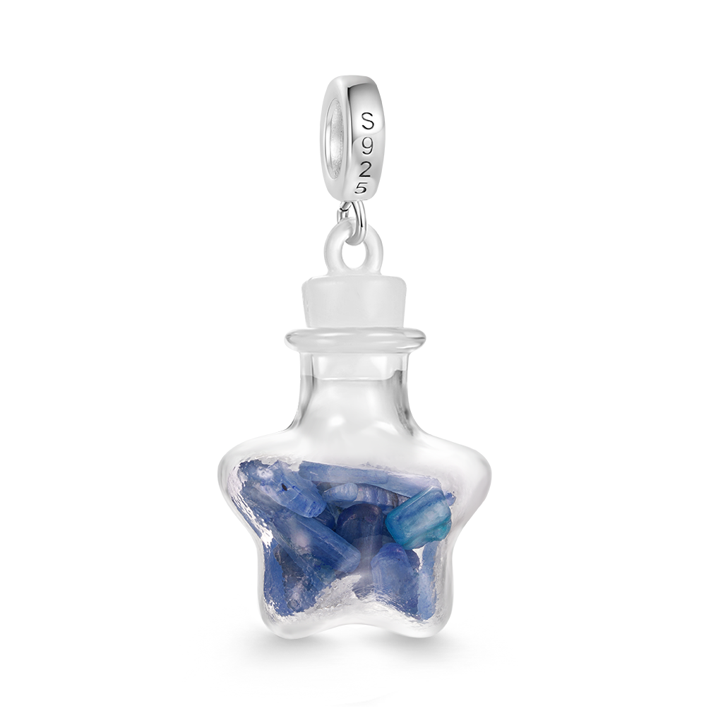 Blue Crystal Glass Bottle Pendant image number 1