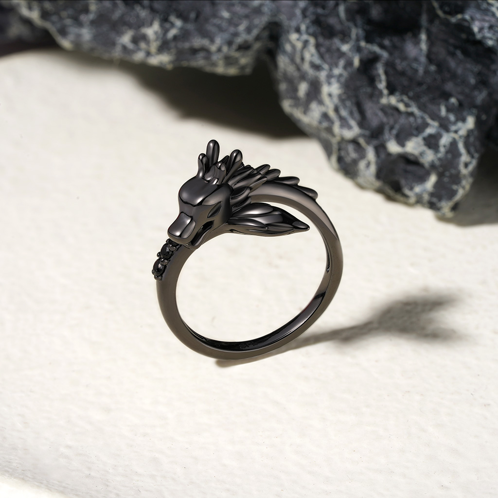 Black Dragon Black Zircon Ring image number 2