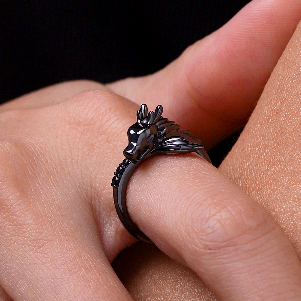 Black Dragon Black Zircon Ring image number 4
