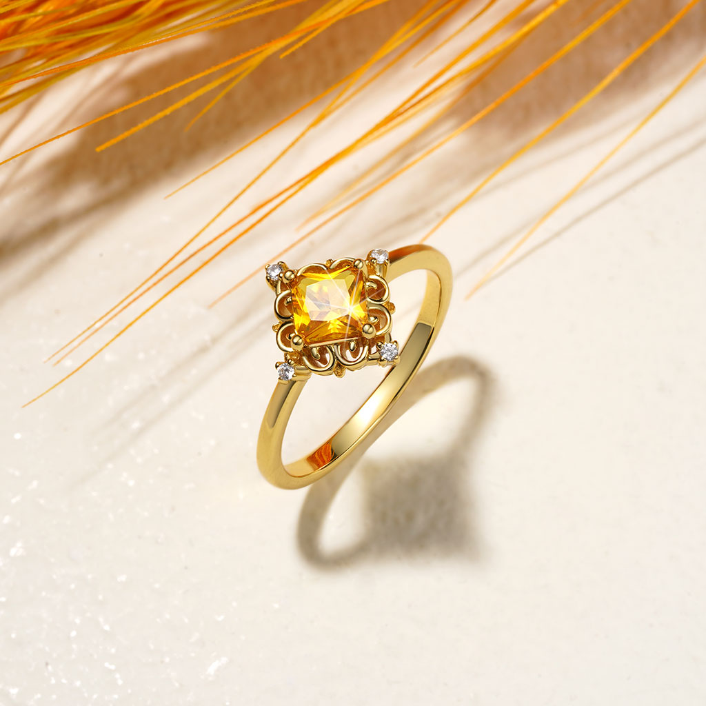 Yellow Cut Solitaire Rings image number 2