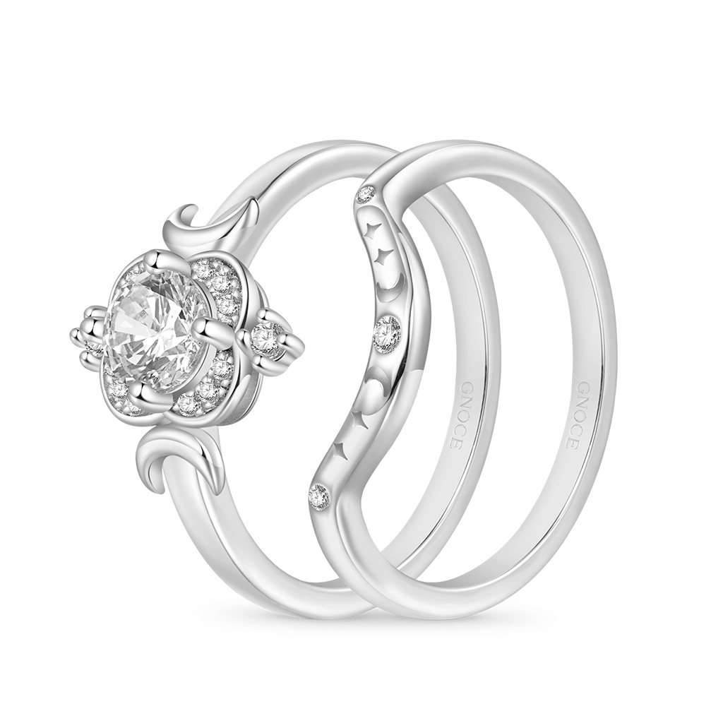Moon and Star Stackable Rings image number 1