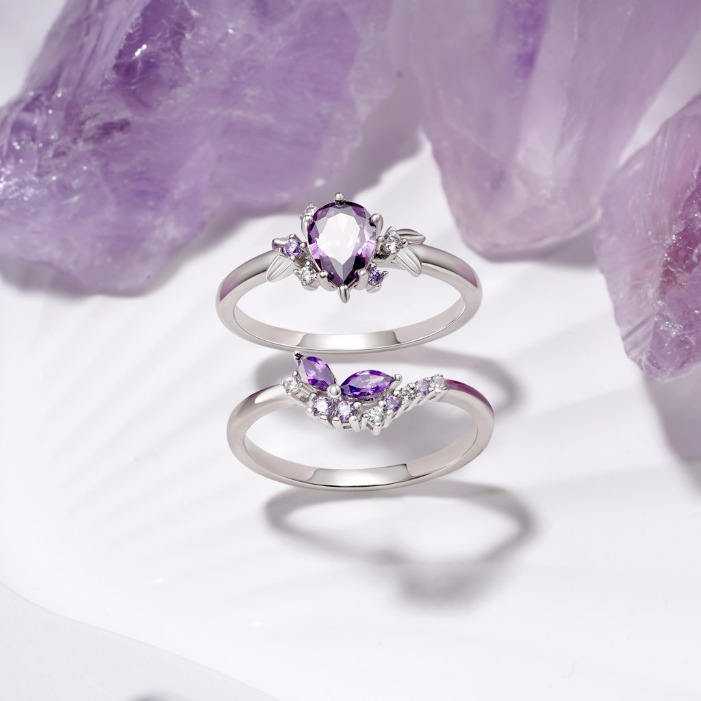 Purple Butterfly Stackable Rings image number 2