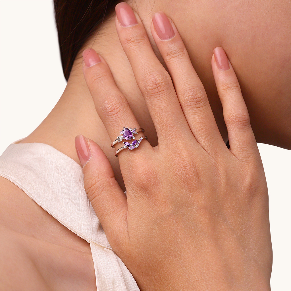 Purple Butterfly Stackable Rings image number 3