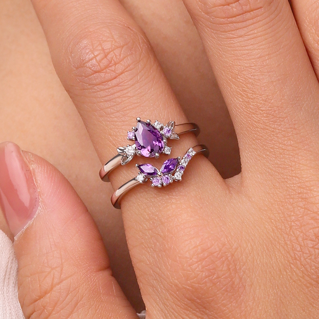 Purple Butterfly Stackable Rings image number 4