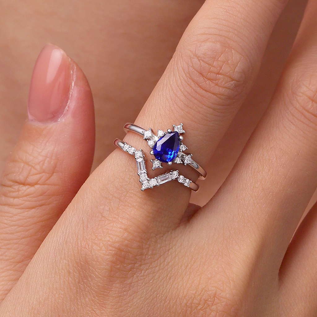 Royal Blue Stackable Rings image number 3