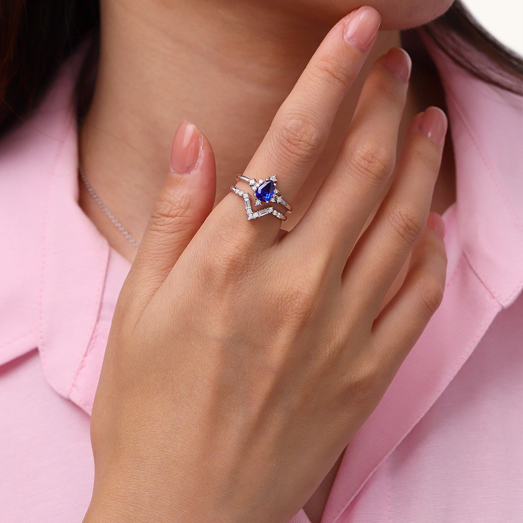Royal Blue Stackable Rings image number 4