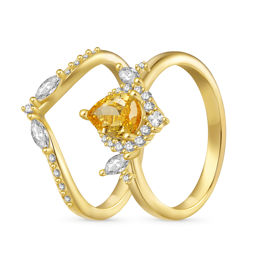 Pear-Cut Yellow Stackable Ring image number 1