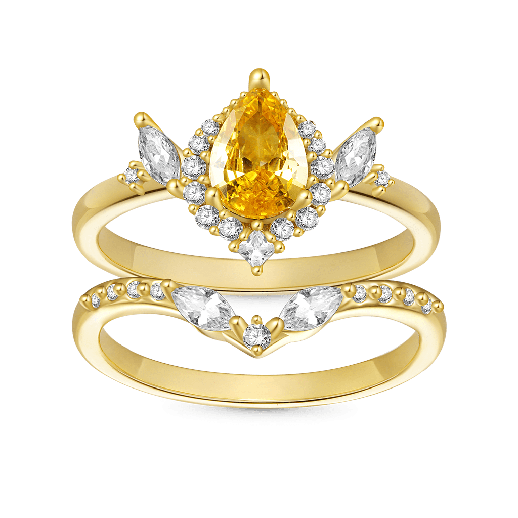 Pear-Cut Yellow Stackable Ring image number 0