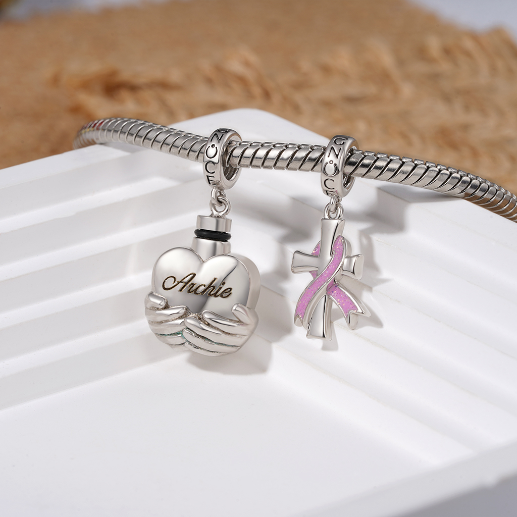 Engravable Heart Urn Ashes Pendant image number 3