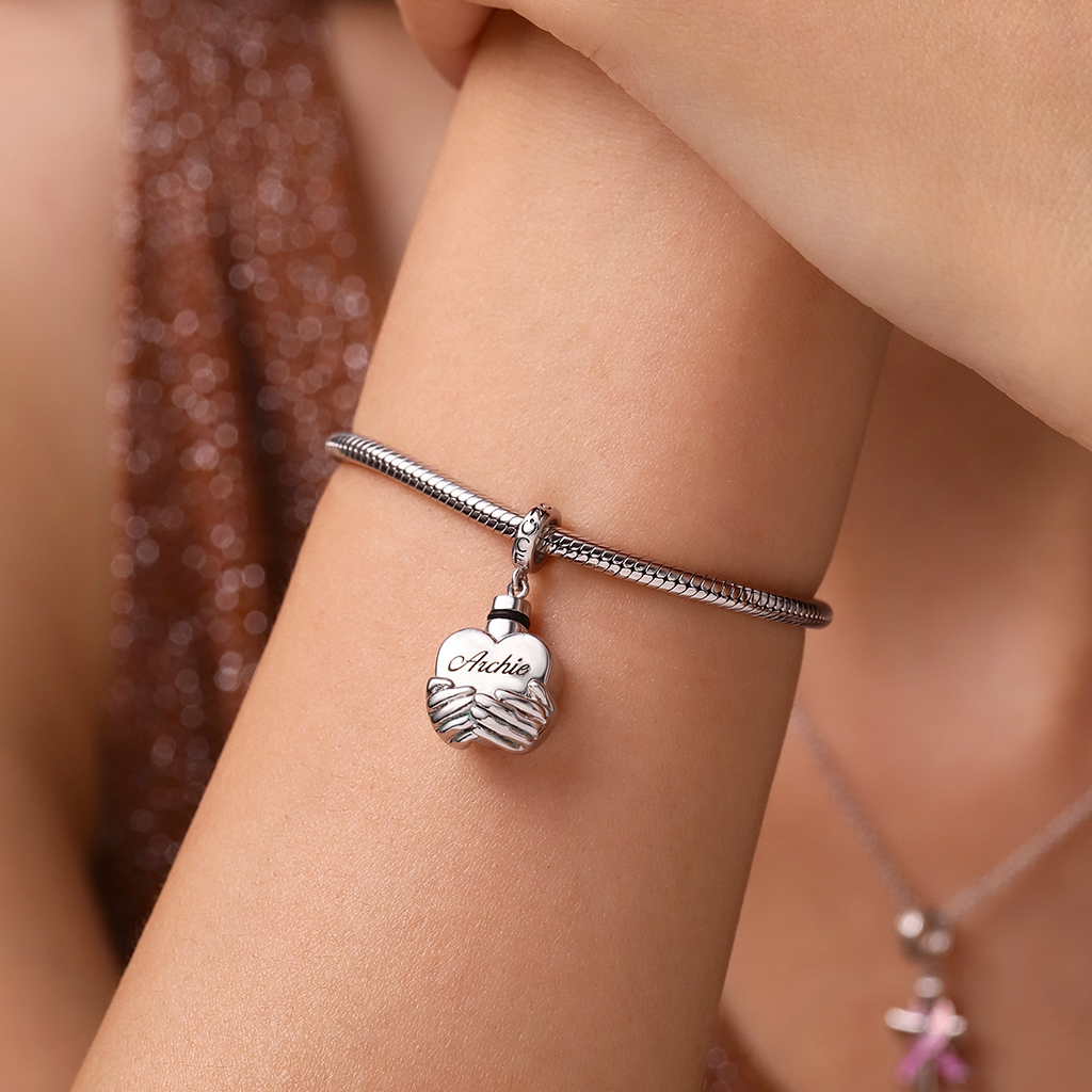 Engravable Heart Urn Ashes Pendant image number 6