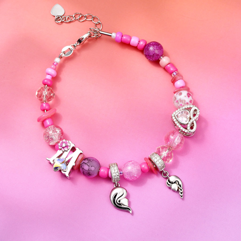 Pink Cracked Beaded Bracelet image number 3