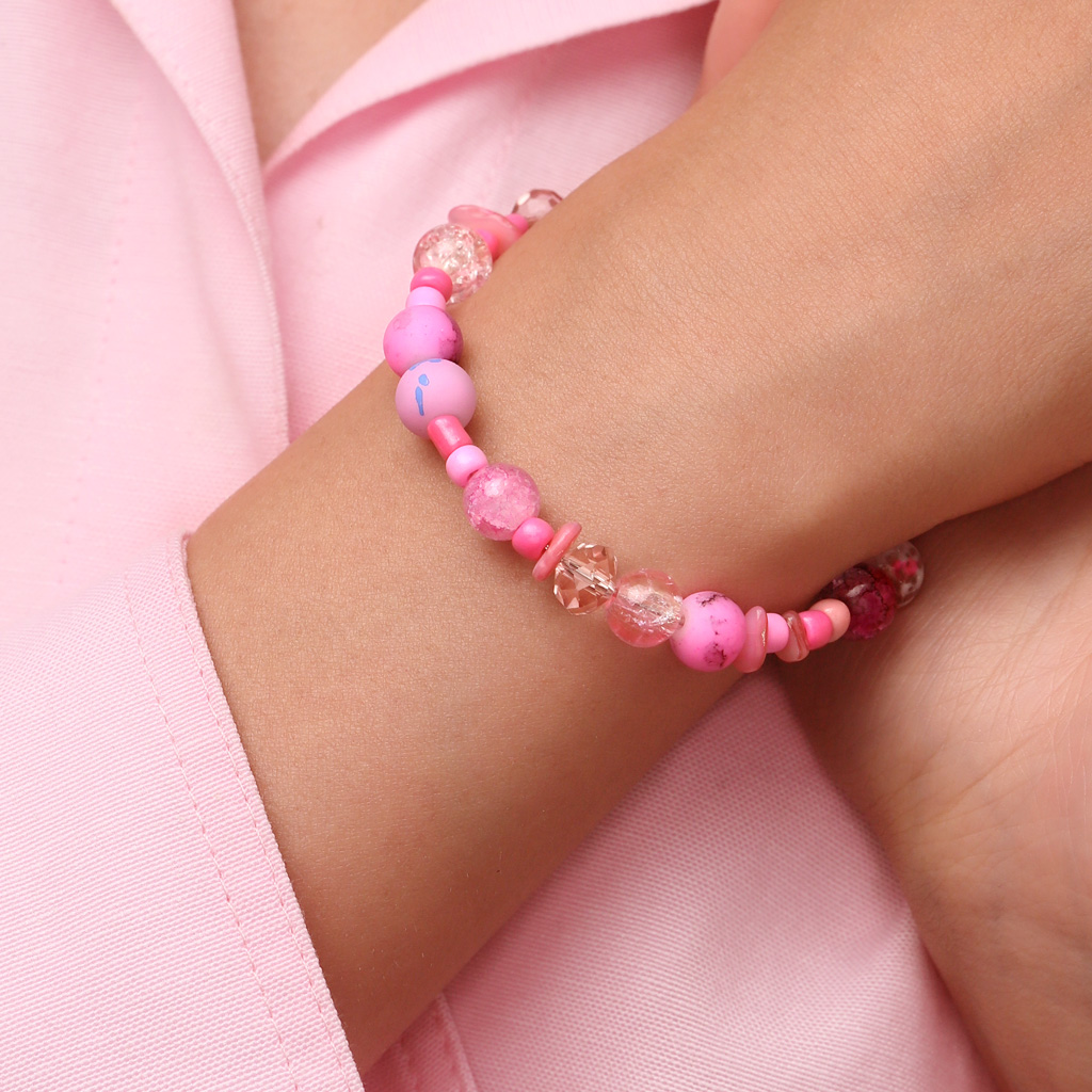 Pink Cracked Beaded Bracelet image number 5