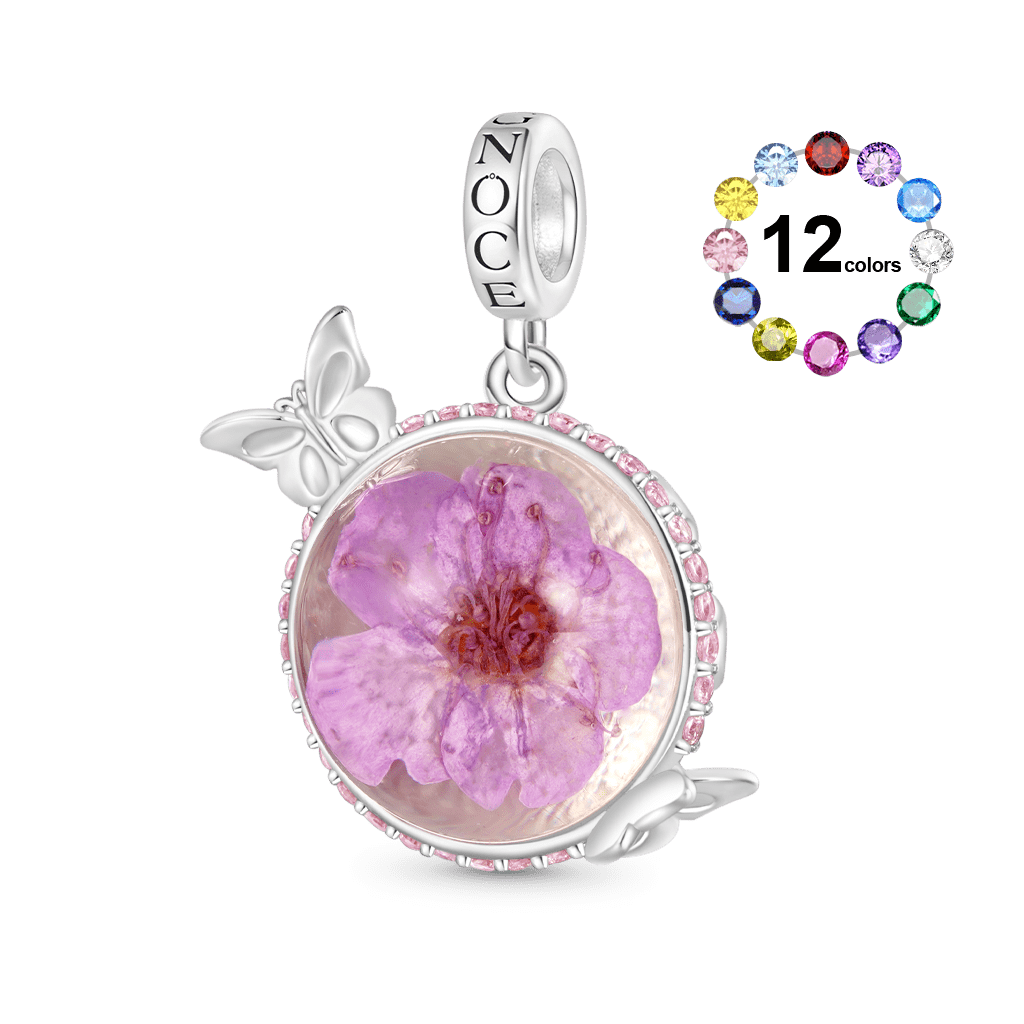 Preserved Flower Butterfly Pendant image number 0