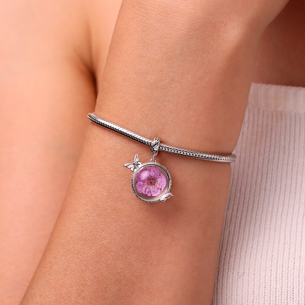 Preserved Flower Butterfly Pendant image number 5