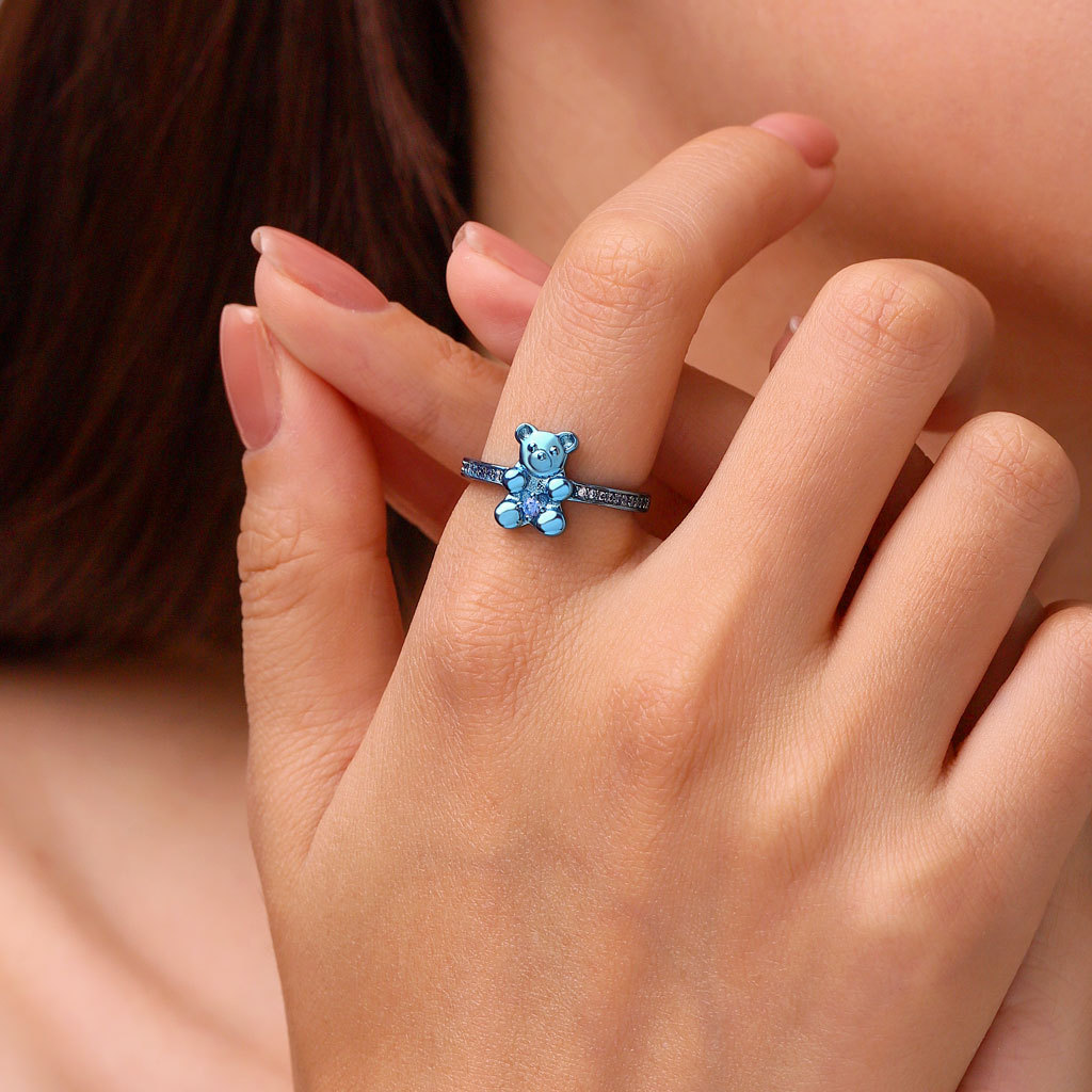 Blue Candy Bear Ring image number 4