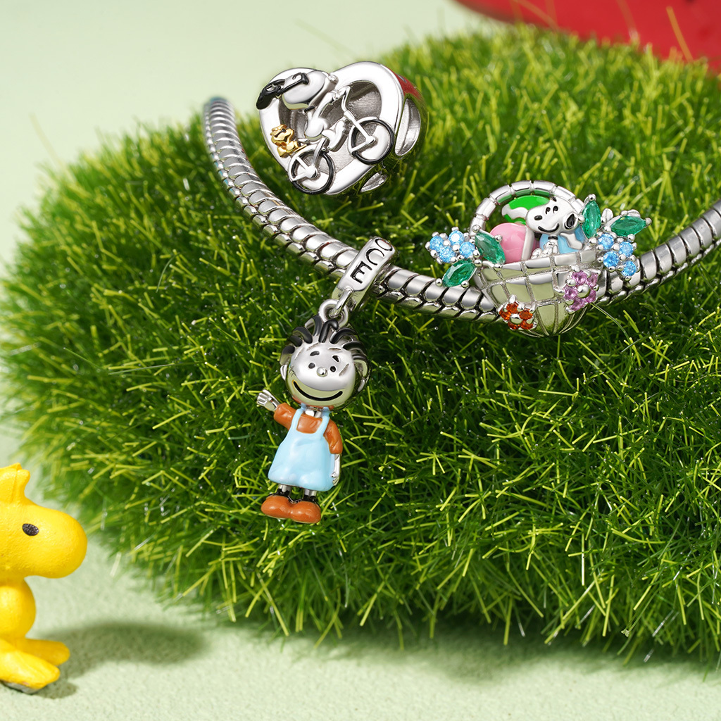 Snoopy Riding Bike Photo Charm image number 2
