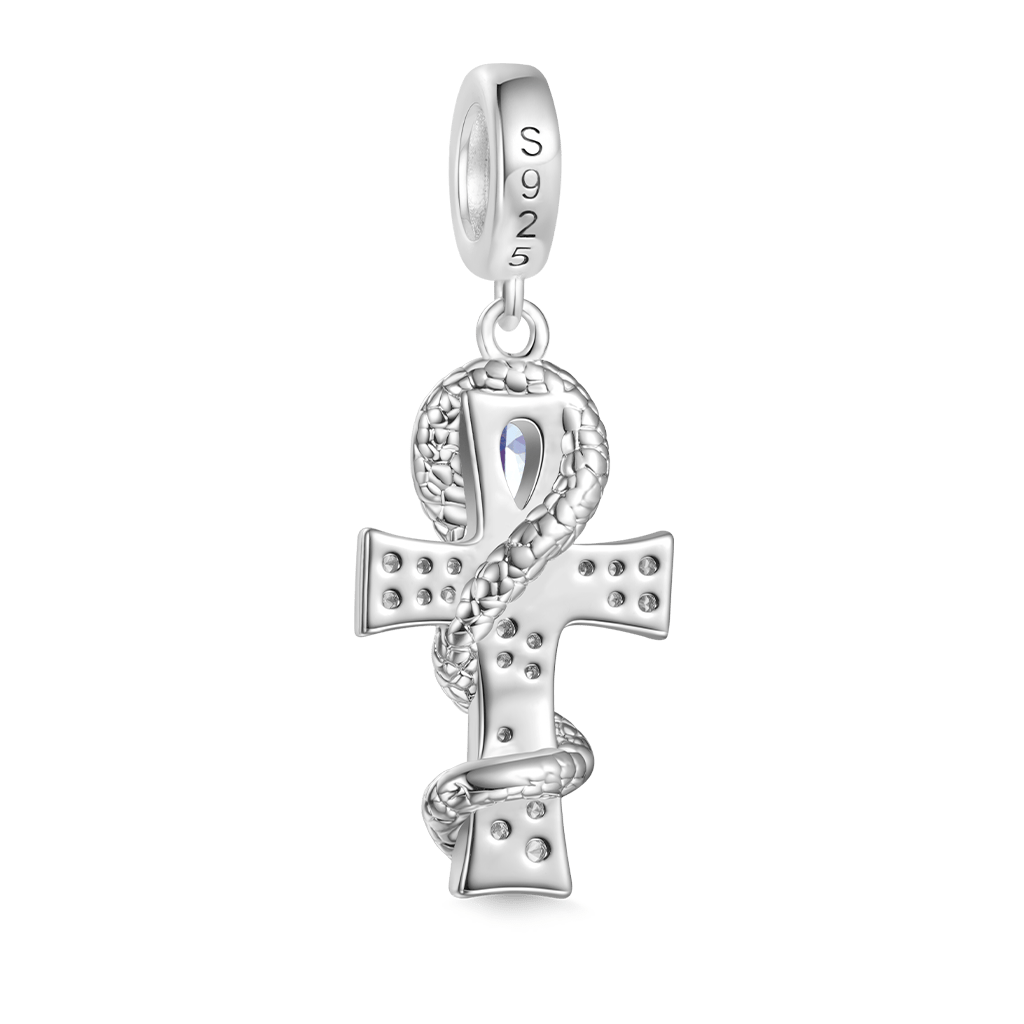Twisted Silver Snake Cross Pendant image number 1