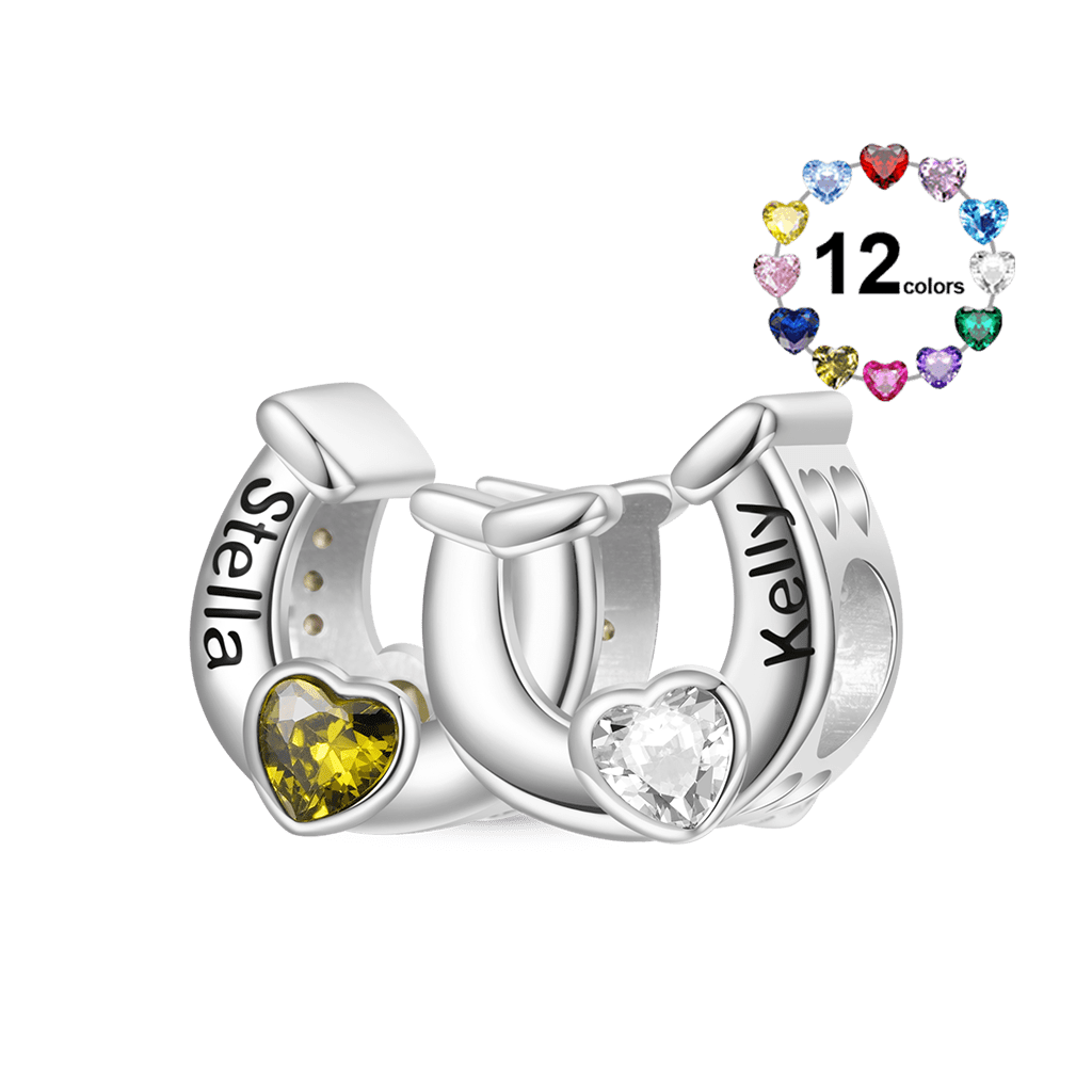 Double Horseshoe Personalized Charm image number 0