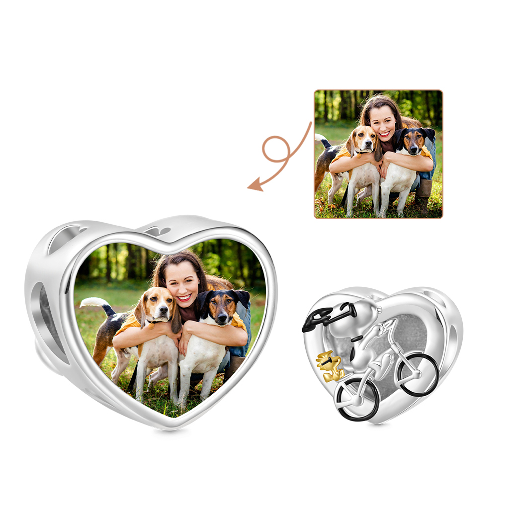 Snoopy Riding Bike Photo Charm image number 0