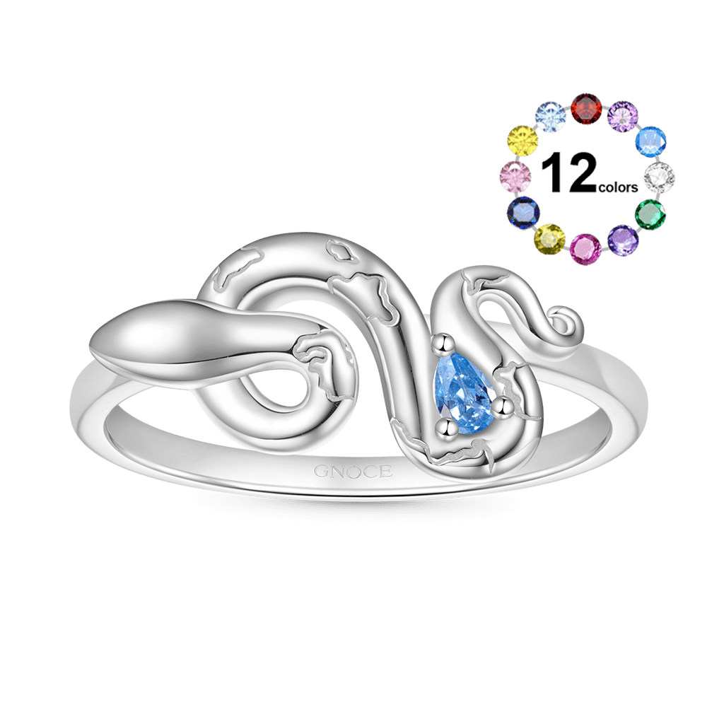 Zodiac Snake Birthstone Ring image number 0
