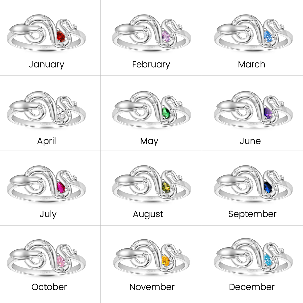 Zodiac Snake Birthstone Ring image number 5